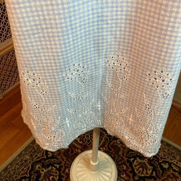 APRICOT BABY BLUE AND WHITE CHECKER DRESS - SZ. M - Picture 3 of 4